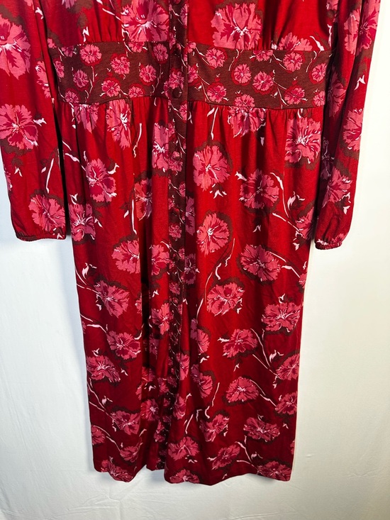 Boden Natalia Floral Long Sleeve Tea Midi Dress Delicate Carnation Red Size 14 - Picture 4 of 7